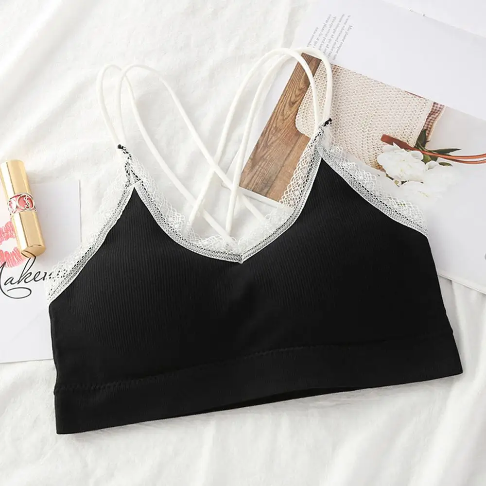 Женский бесшовный бюстгальтер из полиэстера с кружевной каймой эффектом пуш ап