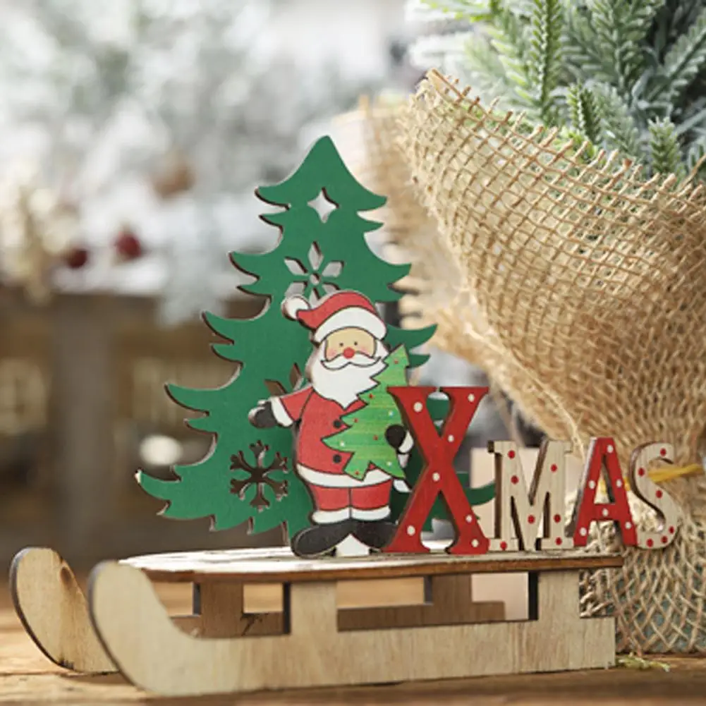 Съемный зеленый орнамент с рождественской елкой деревянный Ice Blade DIY сани