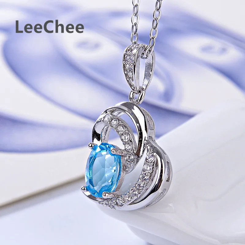 Leechee натуральный голубой топаз кулон для женщин подарок на день рождения 5*7 мм