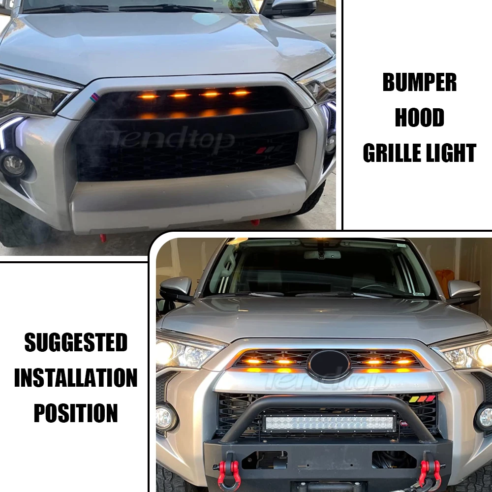 

Car Front Grille LED Light Daytime Running Light Amber Bumper Hood Decoration For 2014-2019 Toyota 4Runner TRD Pro Grille