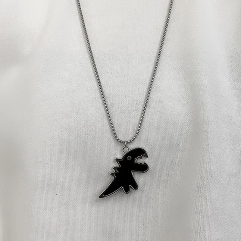 

Hiphop Necklace Women Dinosaur Zinc Alloy Necklaces Women Chain Pendant Jewelry Unisex Silver Color Trendy Jewelry Accessories