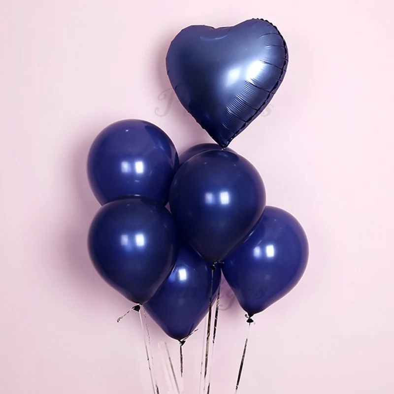 7 шт. 18 дюймов металлический шар в форме сердца золотой хром темно-синий латексный