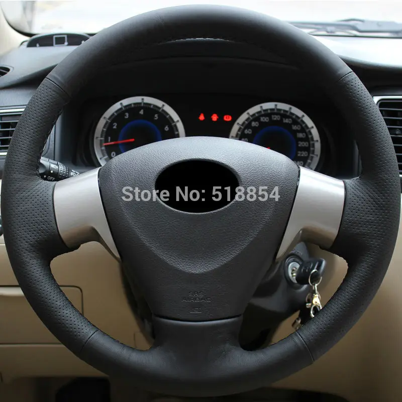 Искусственная кожа черного цвета для Toyota Corolla 2006 2010 Matrix 2009|car steering wheel cover|steering