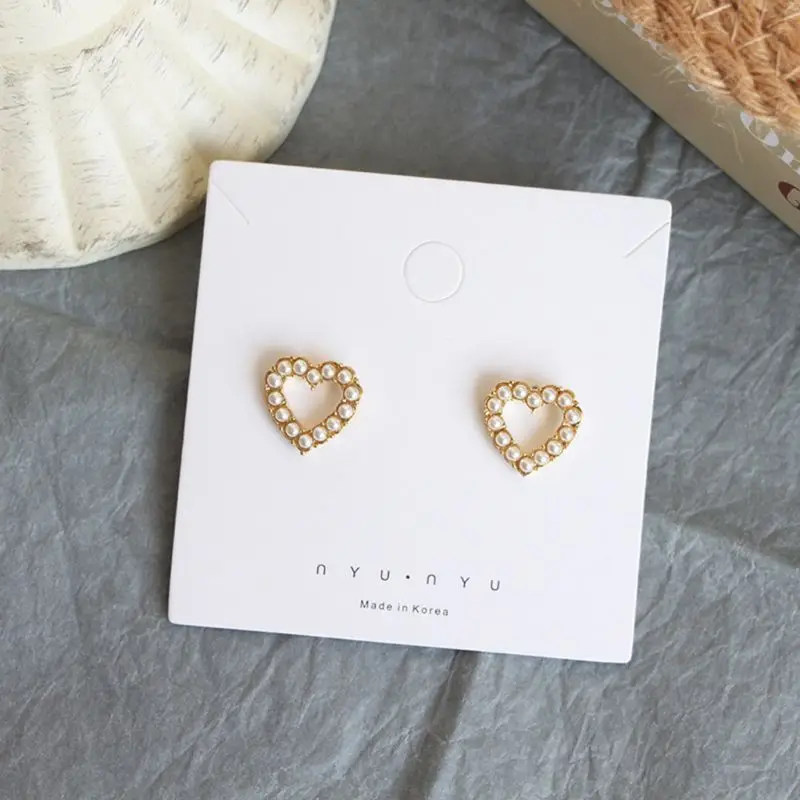 

100 Pcs/Set Thicken Earring Display Cards Stud Earring Hang Paper Tag Packaging R7RF