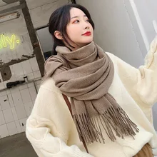 VISROVER nuevo 20 colores bufanda de invierno mujer moda mujer chales de handfeeling de invierno envuelve color sólido invierno hijab regalo