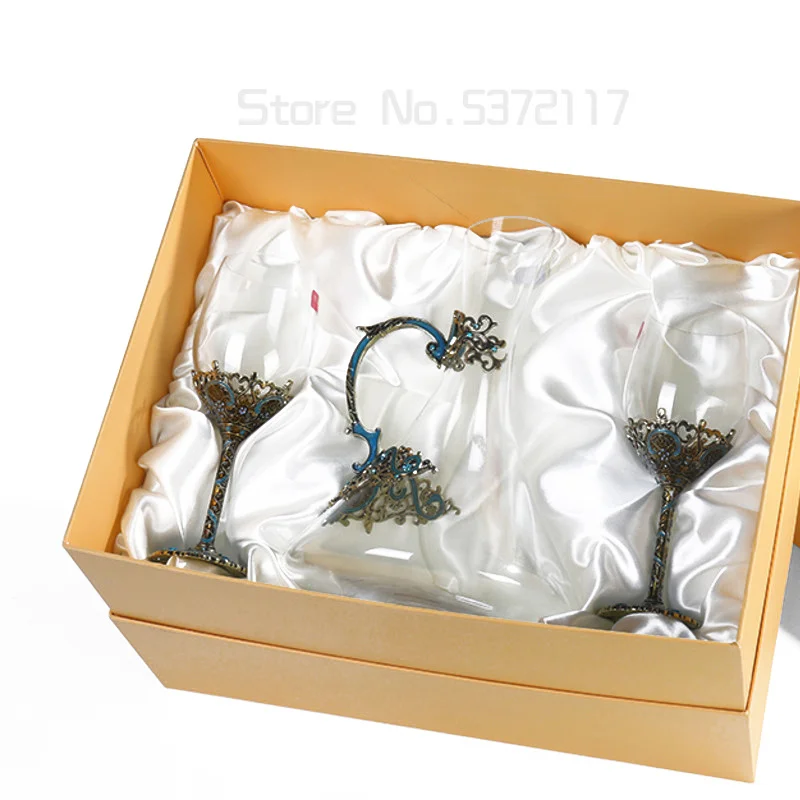 

1pc 350ml High-end wine glass crystal glass Wine set small Luxury retro Tall glass