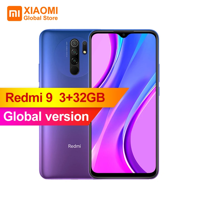 Оригинальная глобальная версия смартфона Xiaomi Redmi 9 3 ГБ 32 Helio G80 13MP + 8MP камера 6 53