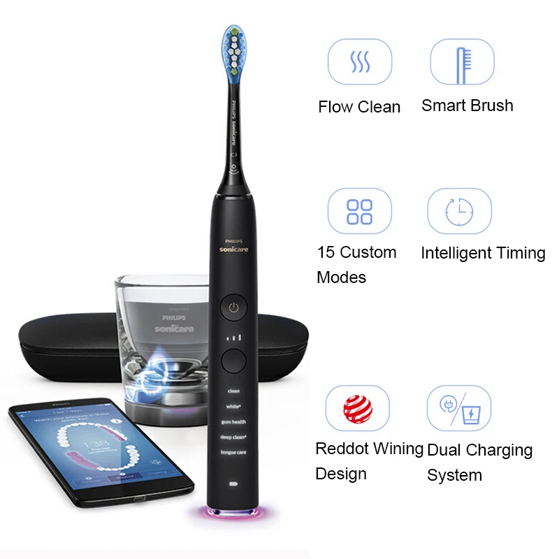 Умная звуковая зубная щетка Philips Sonicare HX9924/12 Diamond Clean Поддержка приложения с