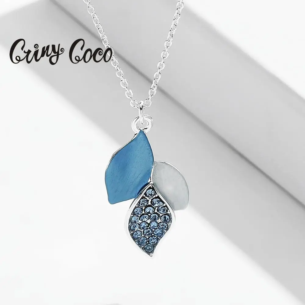 

Подвеска в виде листа с кристаллами Cring Coco, ожерелья для женщин, модное серебряное колье, металлическое семейное ожерелье, подарок для лучши...