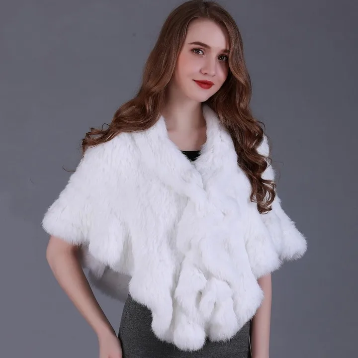 FXFURS меховая накидка ручной работы, Вязаная Шаль из кроличьего меха, накидка из натурального кроличьего меха, накидка для невесты, меховая накидка для женщин