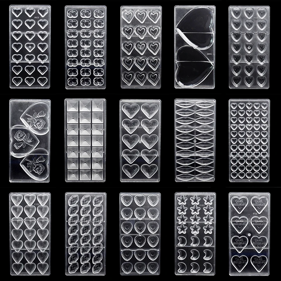 3D формы для шоколада сердца поликарбонатные поднос Пластиковые Кондитерские