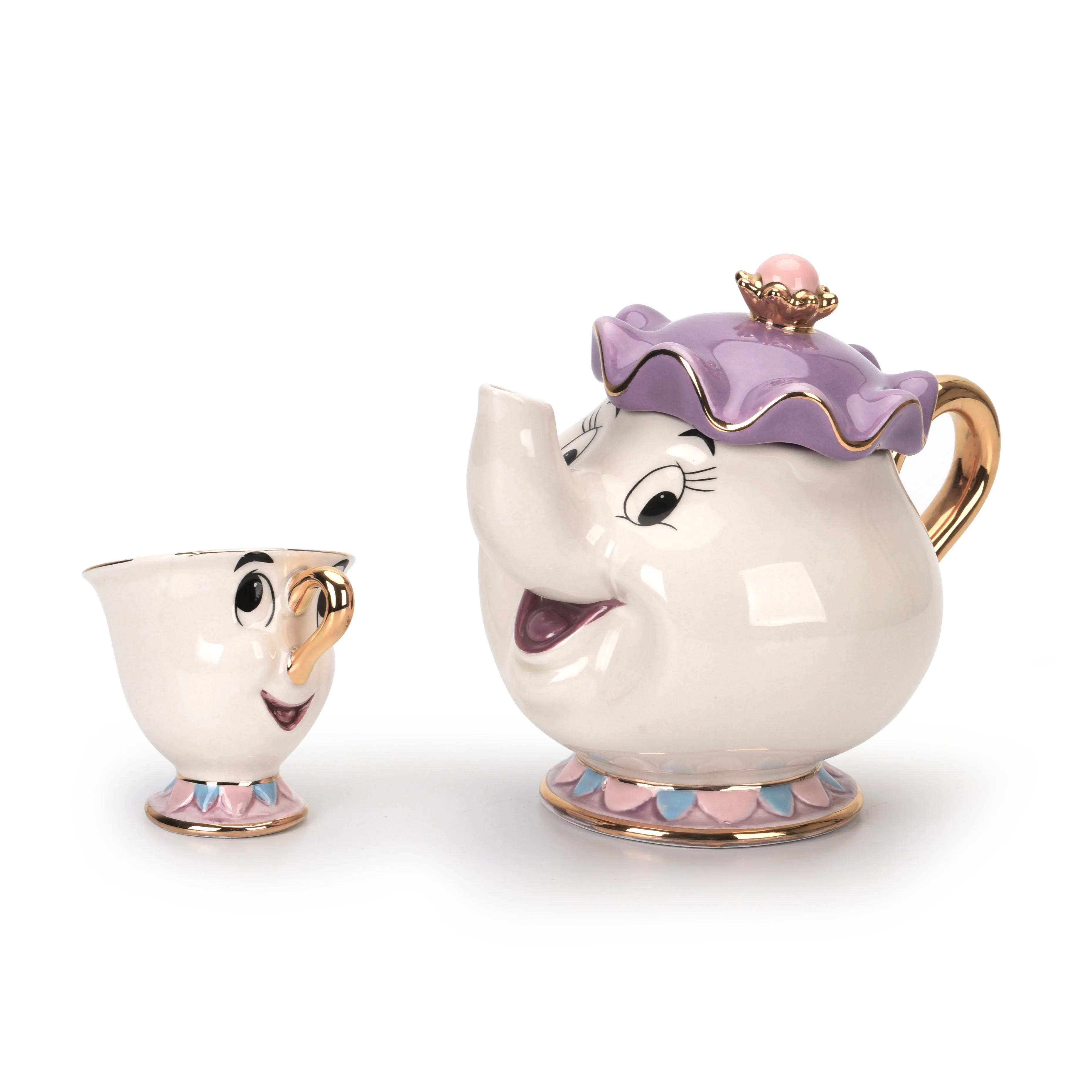 

Hot Sale Beauty And The Beast Tea Set Mrs Potts Teapot Chip Cup Sugar Bowl Pot Cup Set Cogsworth Clock Lovely Birthday Xmas Gift