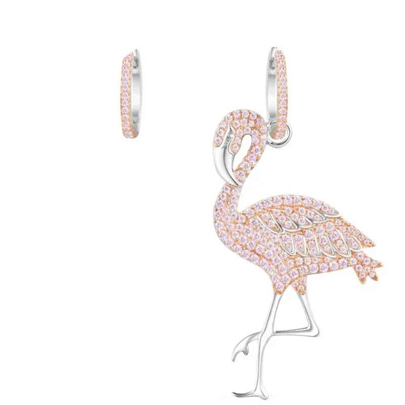 

Fashion Pink Crystal Flamingo Earring Boucle D'oreille Long Drop Earring For Women Bird Zircon Jewelry Dropshipping Zk30