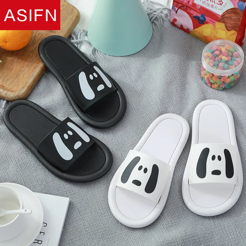 

ASIFN Women's Cute Slippers Little Dog Face Cartoon Slides Fashion Cute Non Slip Summer Flip Flops Zapatos De Mujer Shoes Woman