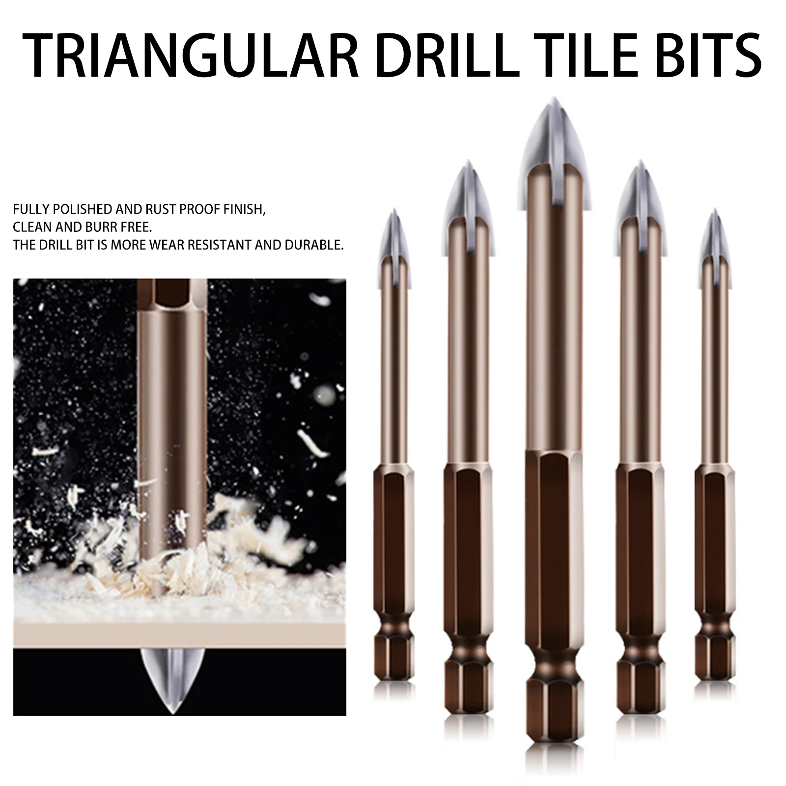

Universal Drilling Tool 3-8mm 5pcs Efficient Drill Bit Kit Alloys Anti-Rust & All Polished Drill Stable Drilling & No Edge Break