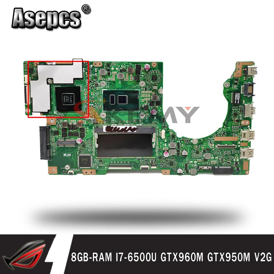 

Материнская плата для ноутбука K501UX для Asus K501UB K501UQ K501UXM A501U, оригинальная материнская плата 8GB-RAM I7-6500U GTX960M GTX950M V2G