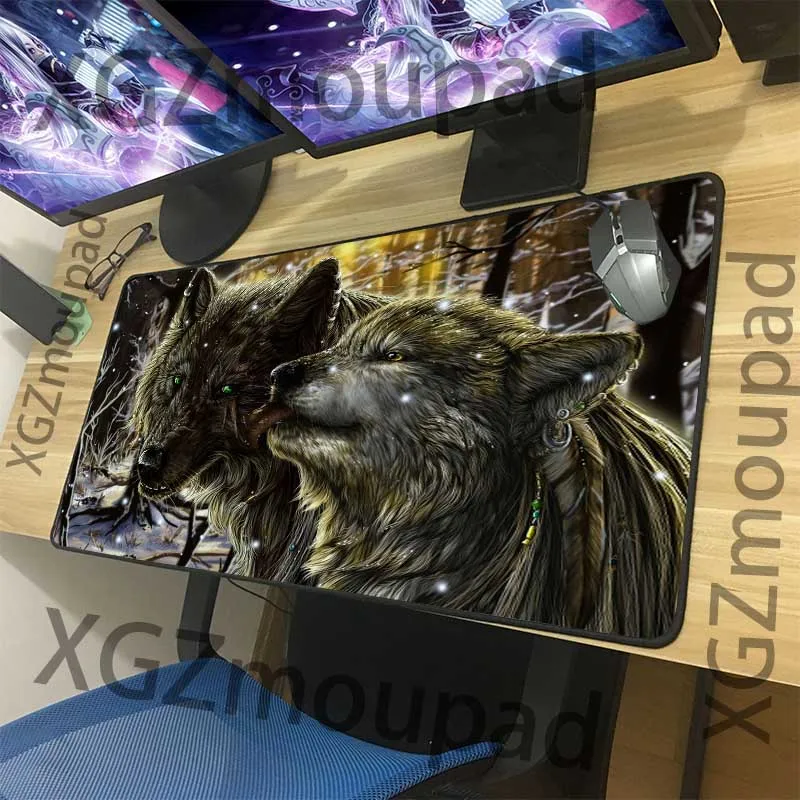 XGZ милый большой коврик для мыши с животным волком HD изысканный черный домашнего