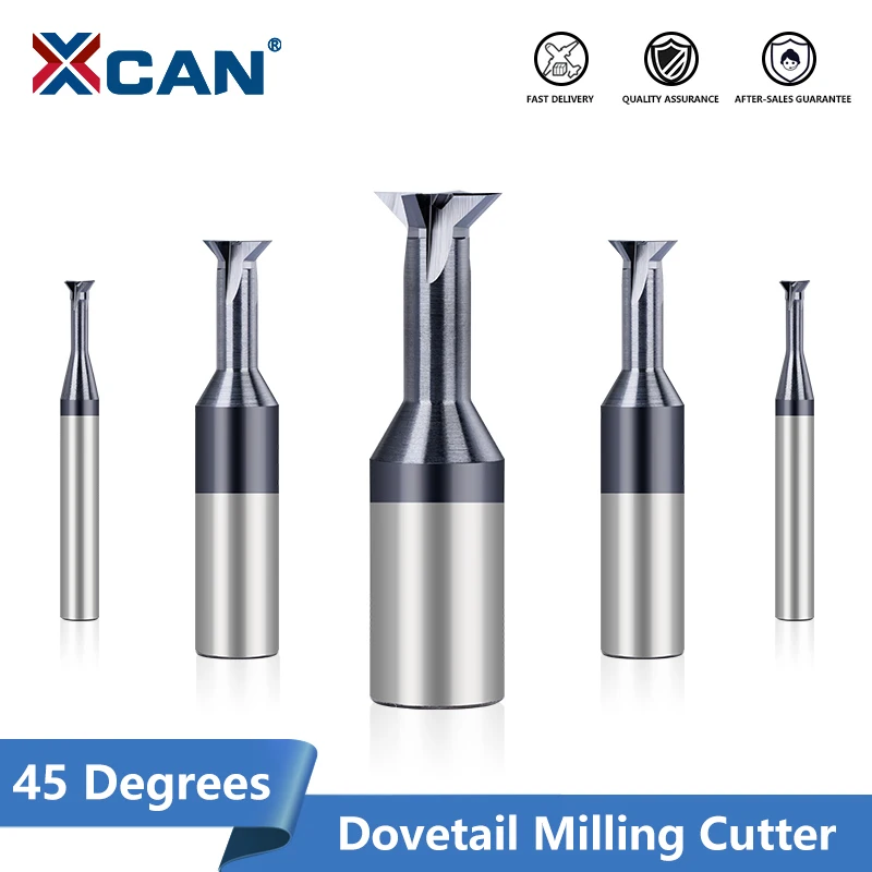 XCAN Milling Cutter 45 Degrees Tungsten Carbide Dovetail Milling Cutter 1.5-16mm Steel Machining Tool for Metal EndMill