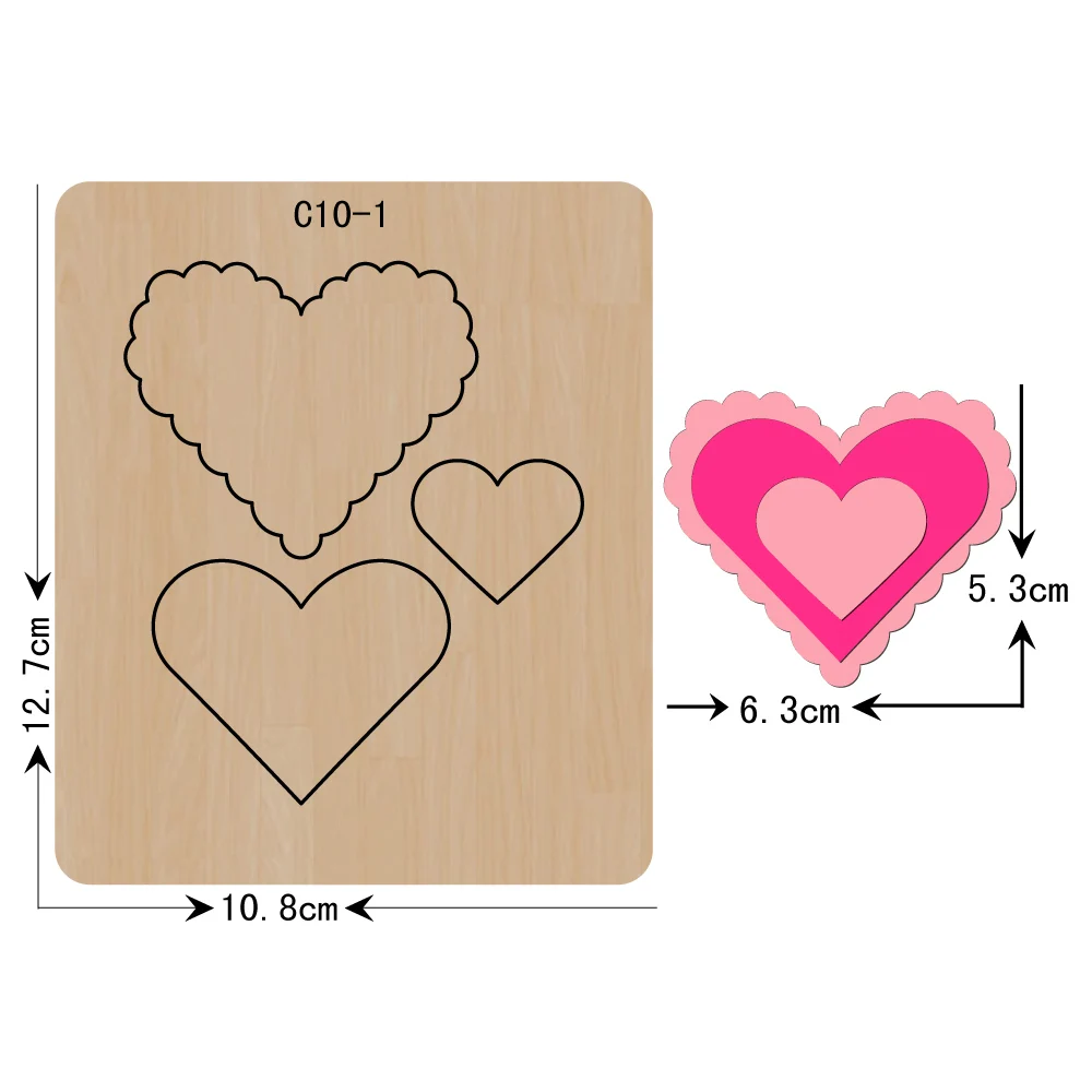 Новинка деревянные штампы в форме сердца для скрапбукинга режущие совместимые с