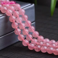 high quality natural strawberry crystal stone round shape loose spacer smooth beads 6810mm diy jewelry accessory 38cm sk42