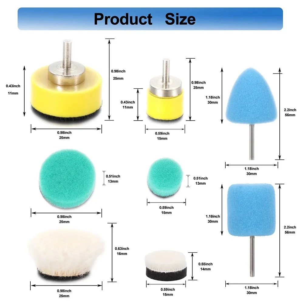 

16PCS Polishing Pads Blue Car Buffing Wheel Detailing For Rotary Tools