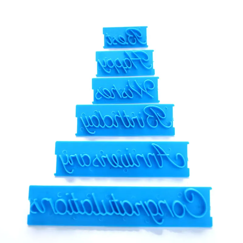 6 шт./компл. синяя рукописная помадка для торта пластиковая бриллиант с днем