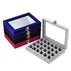Non-String Золотая Одиночная Пряжка 24 Маникюр для ногтей сетка коробка ювелирных изделий Кольцо Серьги Коробка ювелирных изделий фланель Дисплей Коробка для хранения Организатор Горячая
