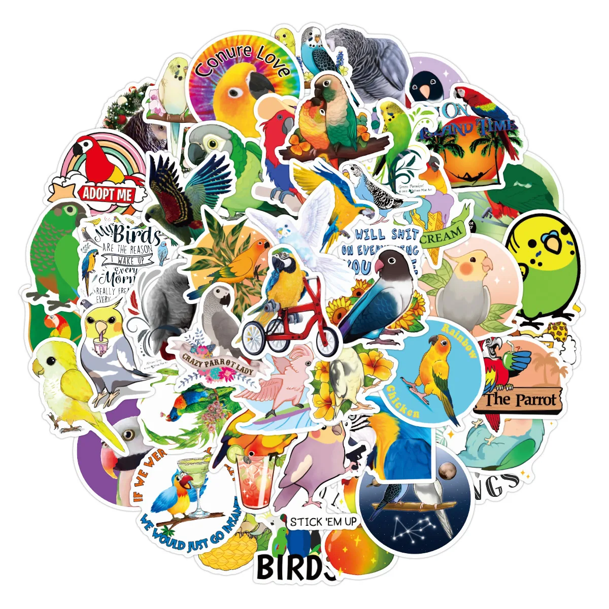 

10/30/50Pcs Cartoon Cute Parrot Bird Stickers Decoration Decals Phone Laptop Suitcase Guitar Mobile phone case Stickers Toy Gift