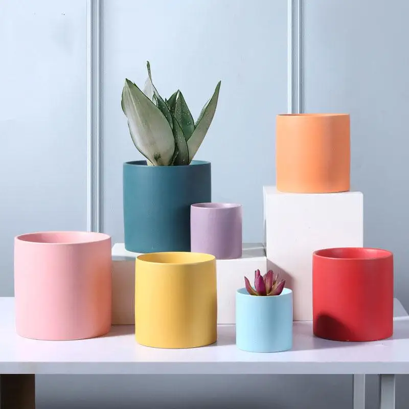 

2021 Модный стильный керамический цветочный горшок с отверстиями элегантный каркас цветочный держатель растений горшок для суккулентов офи...