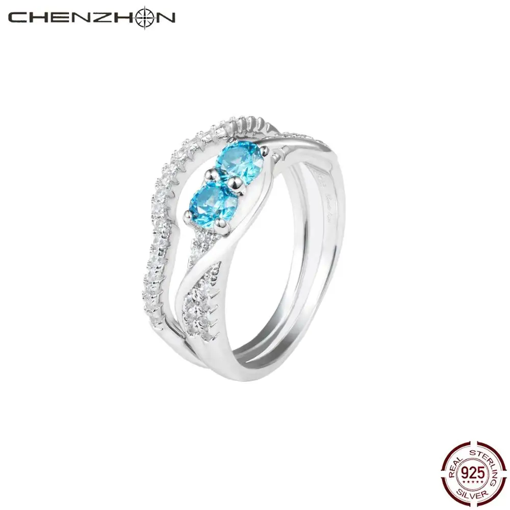 

925 sterling silver engagement ring set women's rhodium-plated romantic jewelry gift box pack anillos de plata 925 de ley mujer