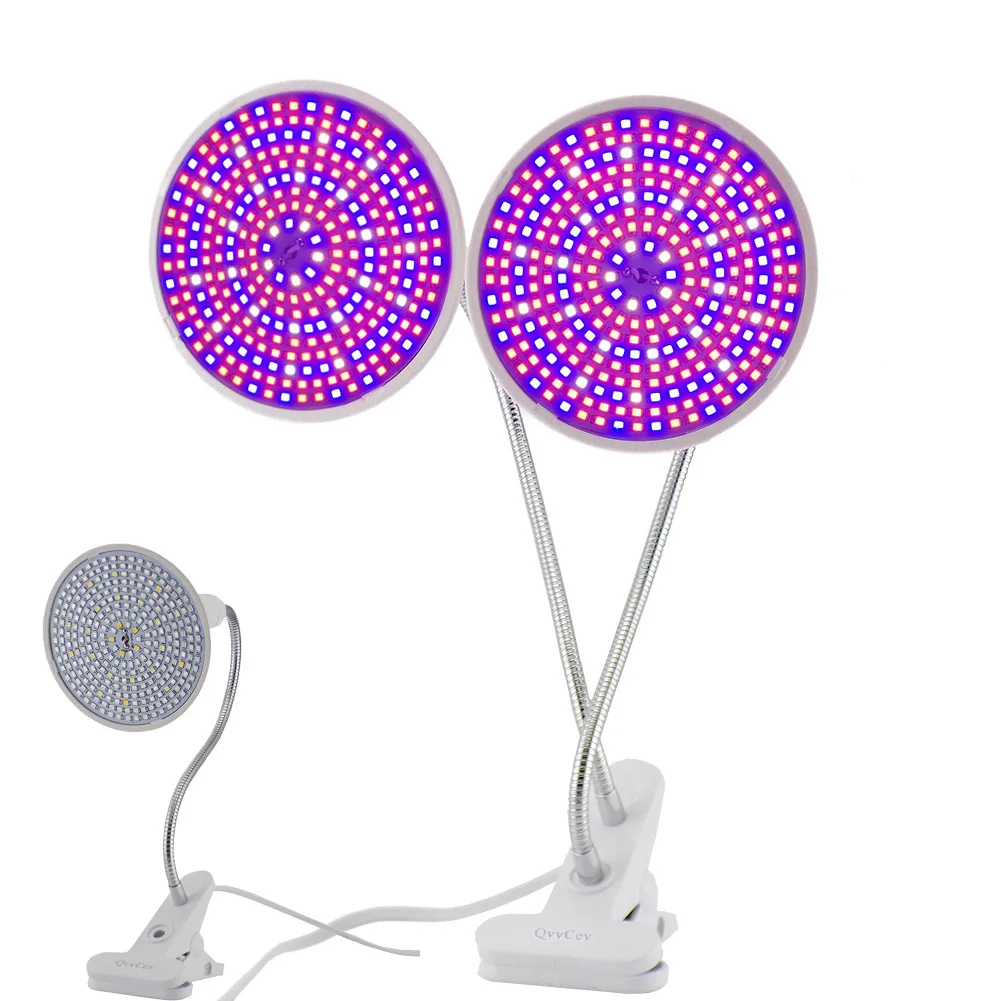 

Dual Head 290 LED Plant Grow Light Lamp Full Spectrum growing Desk Holder Clip Flower for hydroponic Indoor Greenhouse room box
