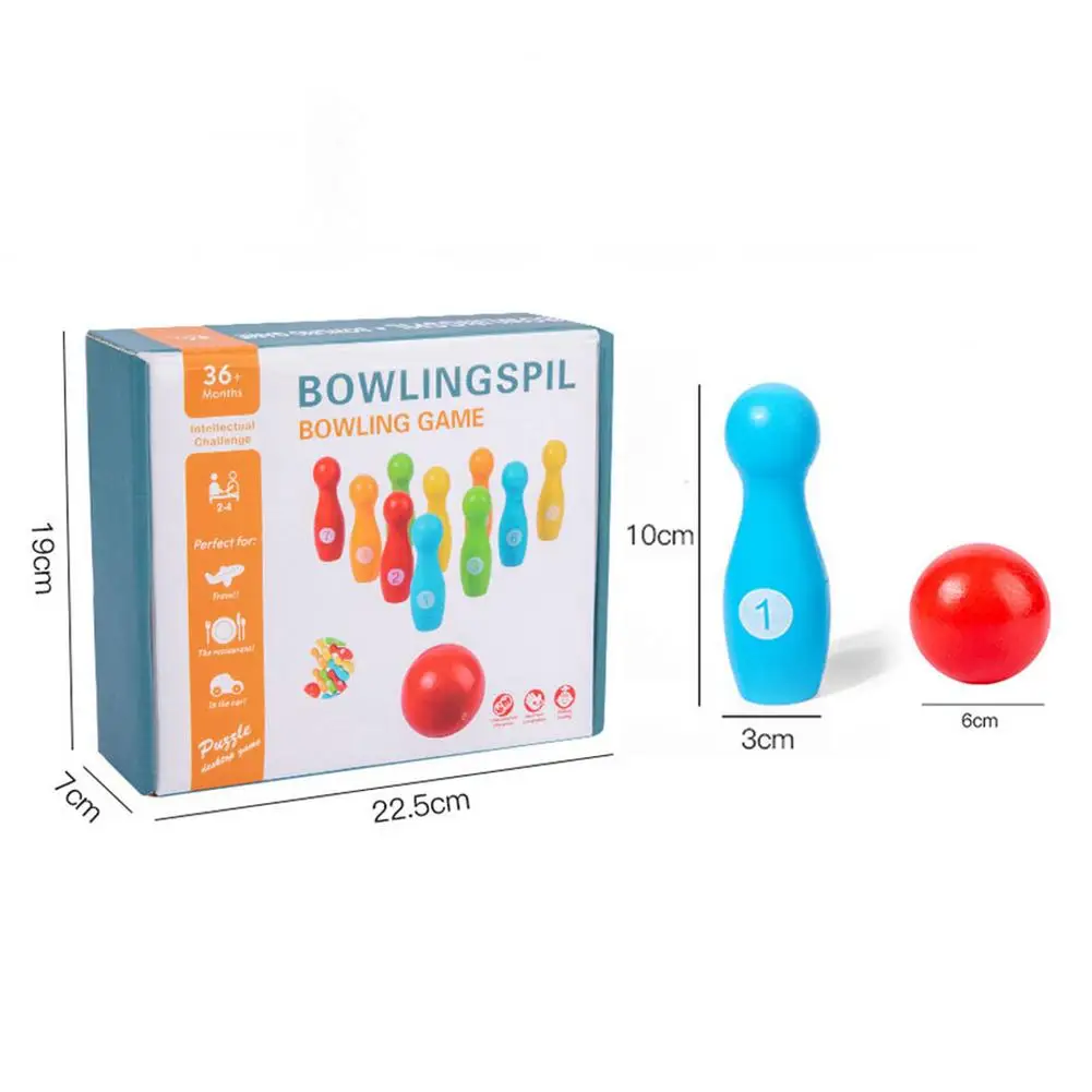 

Children's Bowling Bottle Set Wooden Toys Leisure Sports Entertainment Bowling Set Kids Children Outdoor Fun Colorful Sports Toy
