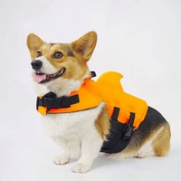 pet dog swimming life jacket shark fin swimsuit french bulldog teddy small medium sized pet dog creative playing water supplies
