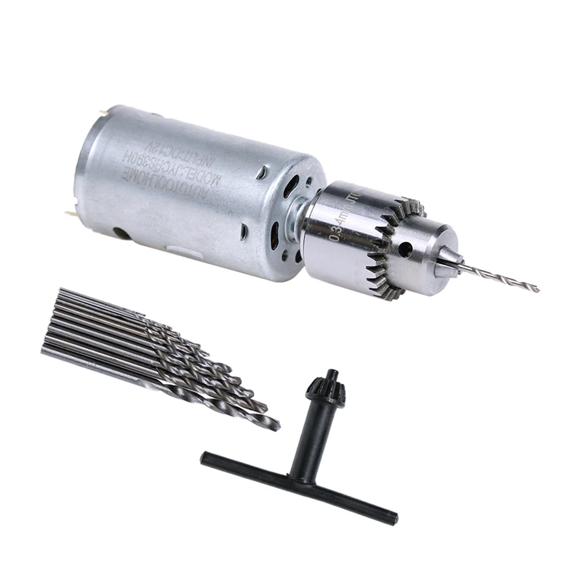 

Dc 12V Motor Small Pcb Hand Drill Drilling Machine Compact Set With 10Pc 0.5-m Drill Bit 0.3-4Mm Jto Keyless Chuck