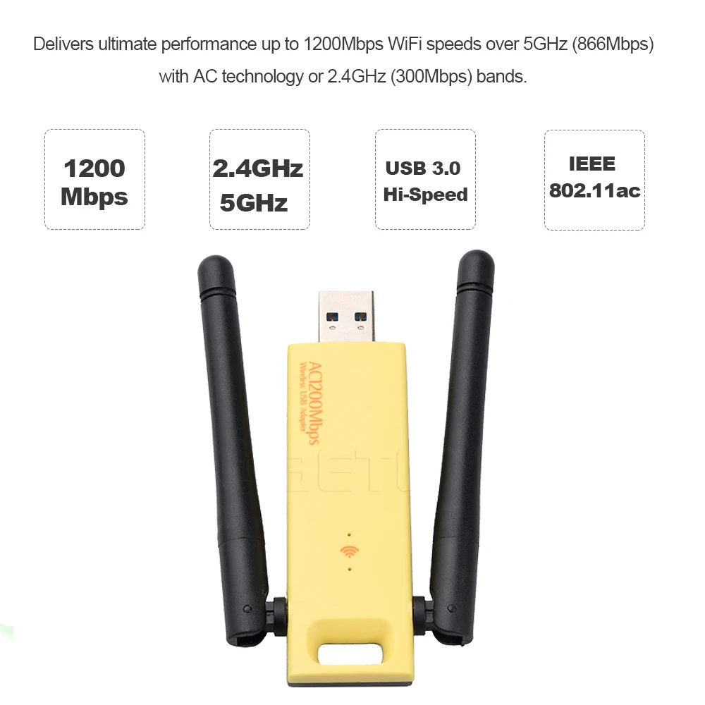 Kebidu 1200 Мбит/с USB беспроводной Wi-Fi адаптер двухдиапазонный 5 ГГц 2 4 802.11ac RTL8812
