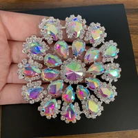 crystal ab colorful rhinestone applique round flower sew on rhinestone silver gold base for diy party dress bags shoes