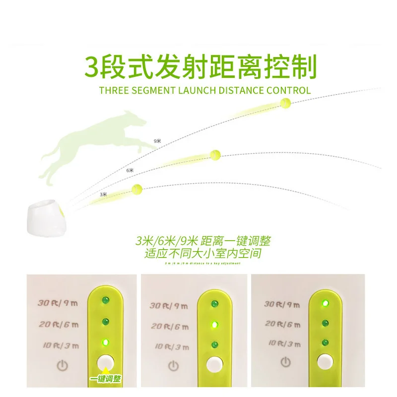 

Pet dog toy tennis launcher automatic throwing machine 3/6/9m away from dog interaction 3 balls dog supplies