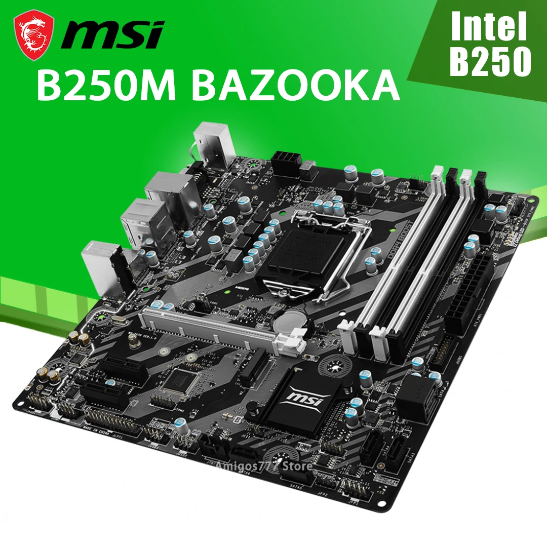 Verkauf MSI B250M BAZOOKA Motherboard LGA 1151 I7 I5 I3 DDR4 64GB PCI-E 3,0 M.2 SATA III Desktop Intel B250 Placa-Mãe 1151 Micro ATX