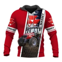 agricultural tractor red 3d all over printed hoodies and sweatshirt unisex casual zipper hoodies jacket dyi315