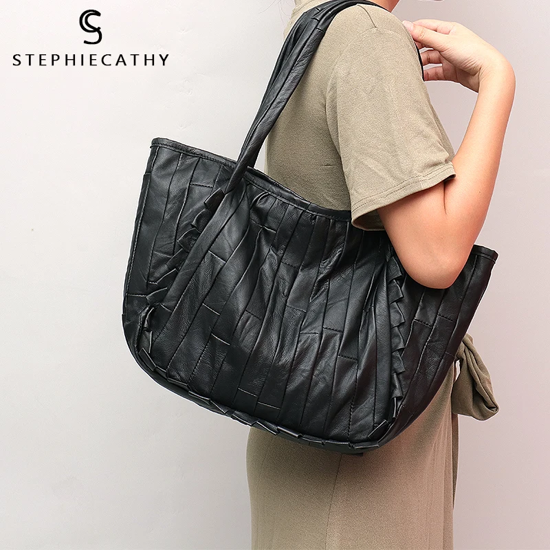 Сумка на плечо SC Женская большая из мягкой натуральной кожи с верхними