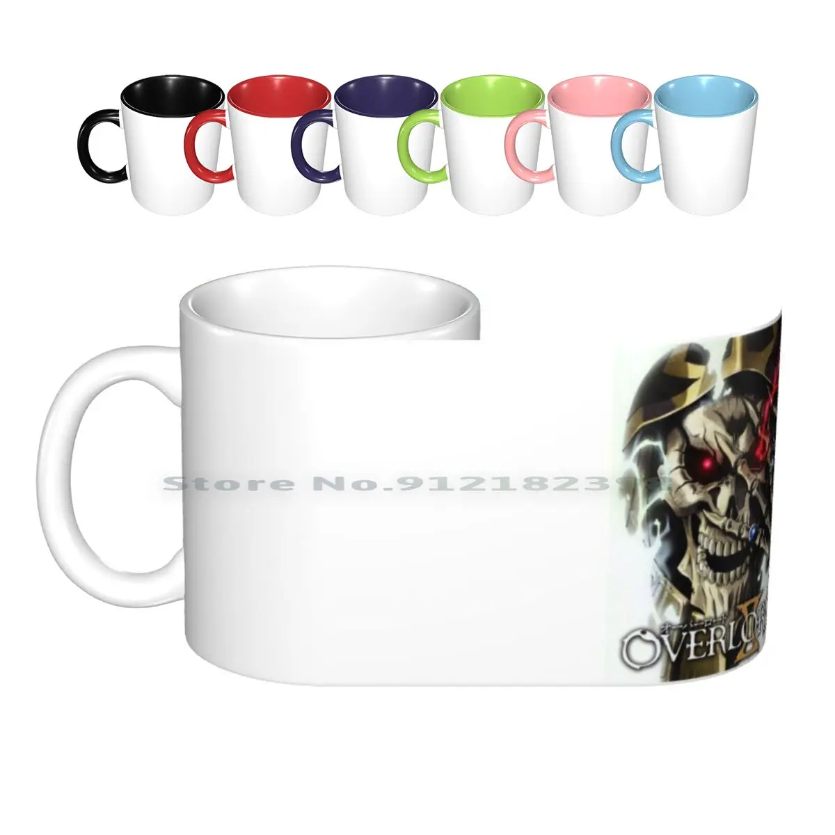 

Керамические кружки Overlord, кофейные чашки, Кружка для молока и чая, кружка Overlord с черепом, кольца, манга, аниме, японские Мультяшные, гик, глаз, ...