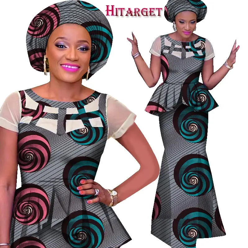 Комплект с юбкой и юбкой-годе ручной работы Африканским принтом Анкары |