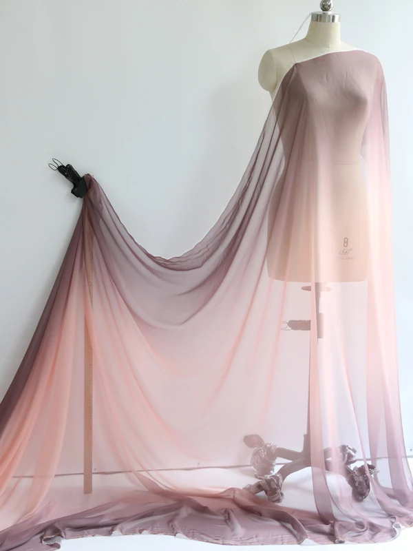 1 метр X 48 м тонкий 30D Омбре шифоновая ткань мягкий танцевальный шарф Hanfu марлевый