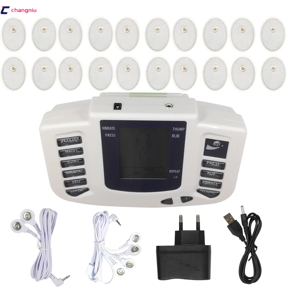 

JR-309 Hot new Electrical Stimulator Full Body Relax Muscle Therapy Massager,Pulse tens Acupuncture +20 pads+AC Adapter with USB