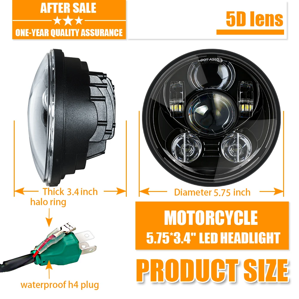 

5-3/4" Round Headlamp for Dyna Sportster 1200 883 Parts Turn Signal Light motor 5.75 Inch Projector LED Moto Headlight