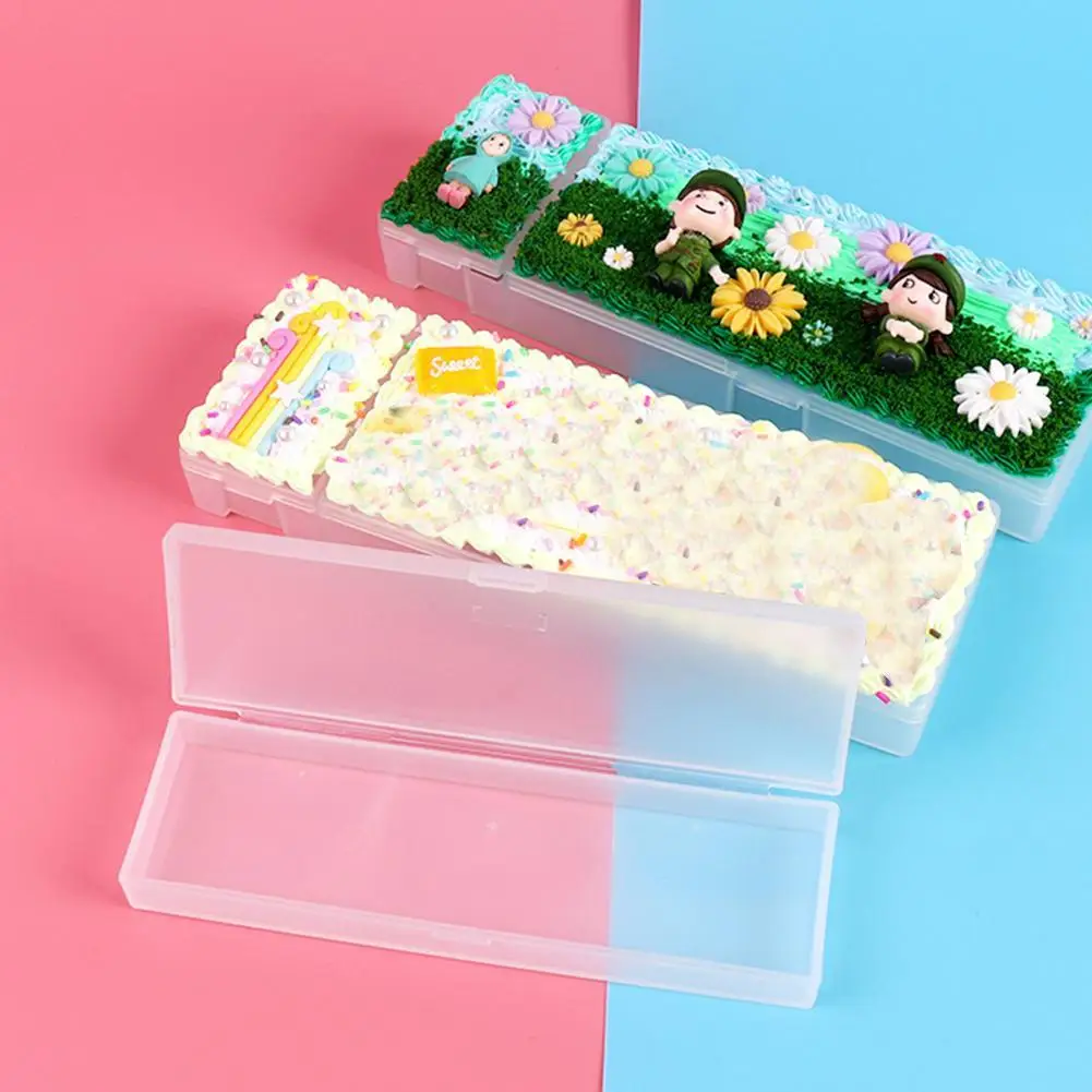 

1PC Transparent Frosted Pencil Case Pencil Box Clear Plastic Storage Box School Student Learning Stationery Office Supplies