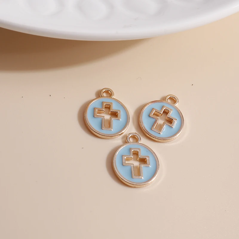 10 шт./лот 10*13 мм Полые Подвески с крестом сделай сам для ожерелий подвесок серег