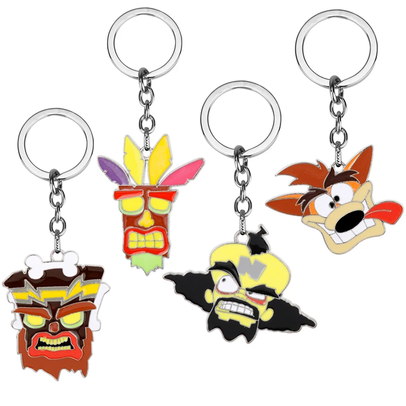 

Crash Bandicoot Game Keyring Key Chains Cartoon Animal Metal Enamel Keychain Car Bag Key Ring Holder Chaveiro llaveros Jewelry