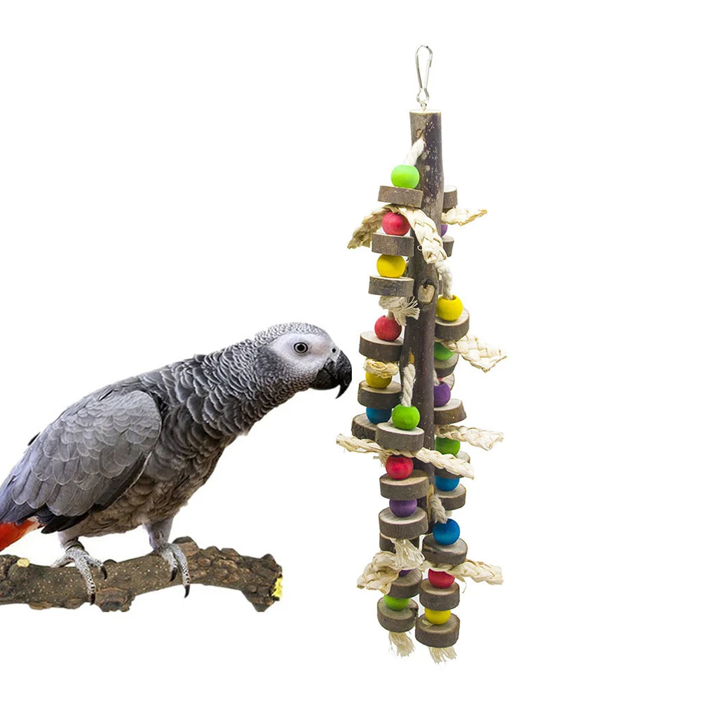 

Parrot Toy Bird Toy With Leather Log Hanging String Bite String Hanging String Nibble Climbing Toy Three Hanging Four Hanging