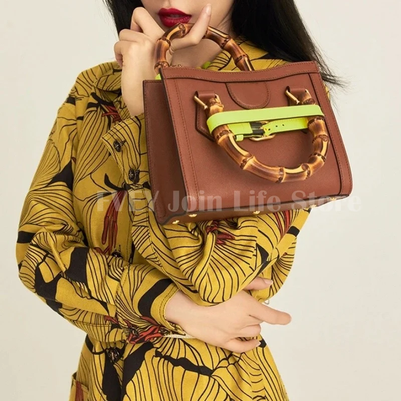 

Handbag Bamboo Design Handle Crossbody Female Trendy Fashion Minimalist Tote Bag Generous Bag
